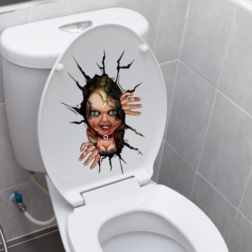 Bloody Girl 3D Halloween Horror Toilet Sticker - Waterproof Decal