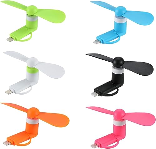 Mini Phone Cooler Fans 6-Pack - Portable 2-in-1 USB Cooling Fans for iPhone & Android