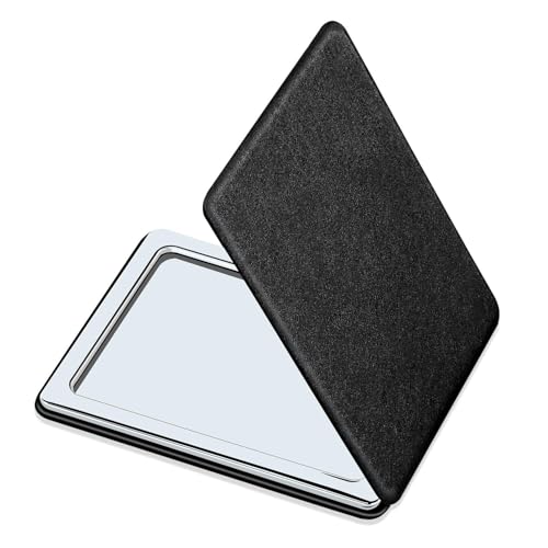 Compact Double-Sided Travel Mirror - Black Folding Pocket Makeup Mirror