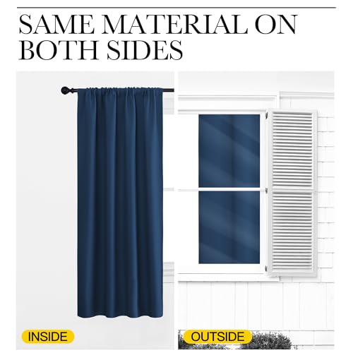 NICETOWN Moroccan Blue Blackout Curtains 42" W x 36" L - 2 Panels