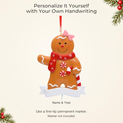 Personalized Gingerbread Girl Christmas Ornament - Holiday Keepsake