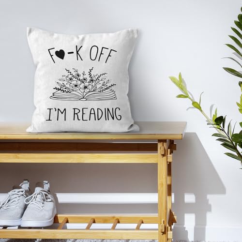 HIWX Book Reading Throw Pillow Cover, Soft Flannelette 18x18 Inch, White