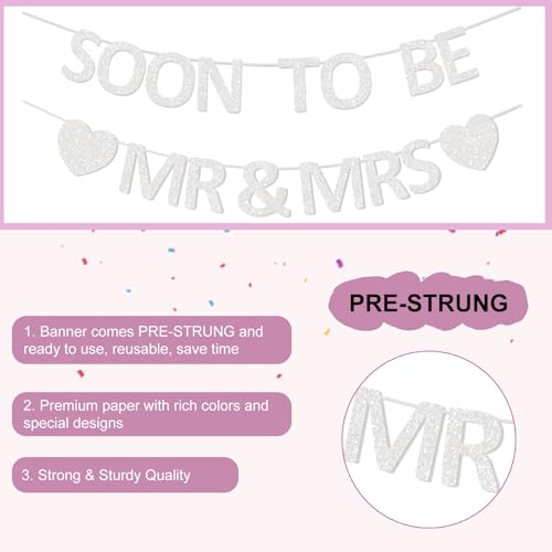 Pre-Strung Mr & Mrs Glitter Banner - Engagement & Bridal Shower Decor
