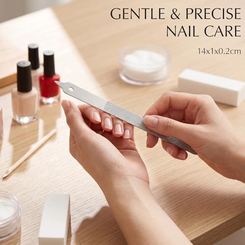 Exircy 4-Piece Stainless Steel Diamond Nail Files Set with Pointed Tip