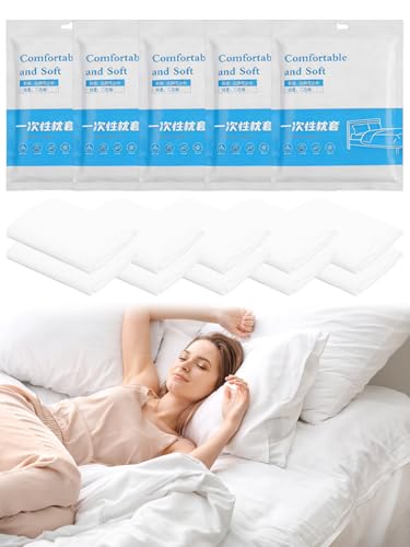 10-Pack Disposable Pillow Cases - Soft SMS Nonwoven Covers 20x31