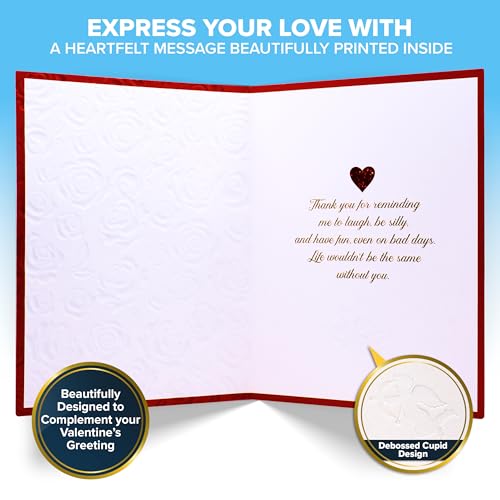 Elegant Red Foil Embossed 5x7 Valentine Card Set with Stickers