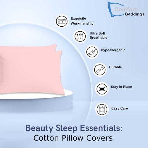 Comfort Beddings 12x16 Travel Pillowcases - Organic Cotton, Soft Peach, 2-Pack