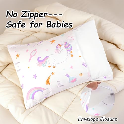 UOMNY Unicorn Toddler Pillowcase 2-Pack - Soft 13x18 Envelope Closure