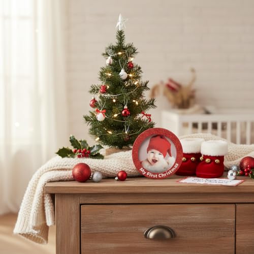 My First Christmas Red Glitter Photo Ornament - Keepsake Frame
