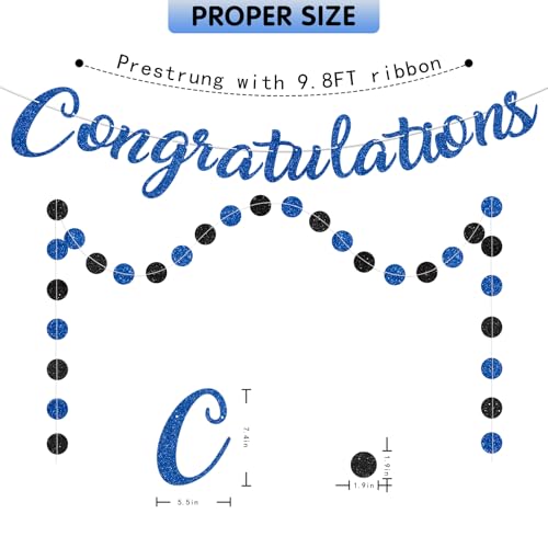 Blue Congratulations Banner and Circle Dot Garland Set - Pre-strung Decor
