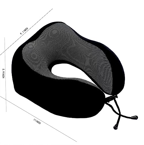 Makimoo Black Memory Foam Travel Pillow with 360° Support