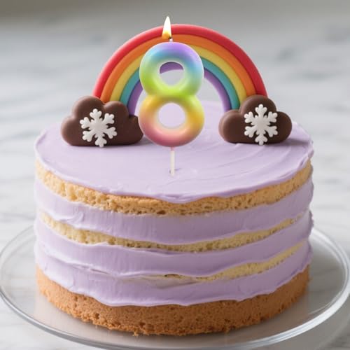 Rainbow Number 4 Birthday Candle - Colorful Cake Topper