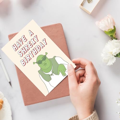 Detuca Shrexy Birthday Meme Card - Funny Old & New Job Card, 8x5.3 inch DTK-268