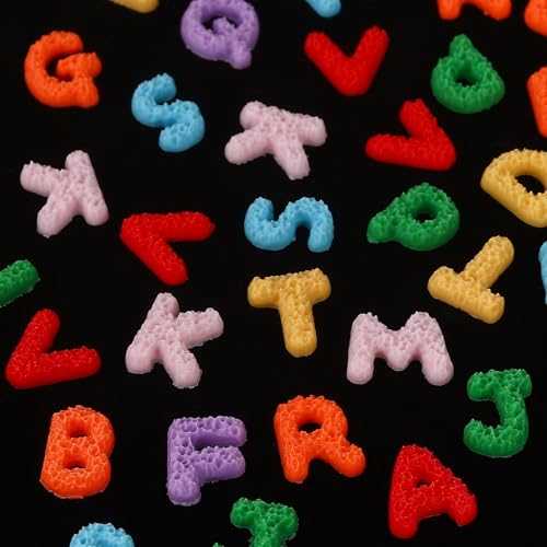 ROFIBUT Letter Nail Art Charms 140Pcs 3D Candy Color Alphabet Resin Gems