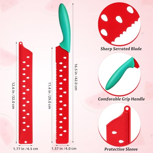 MAGICLULU 17-Inch Serrated Watermelon Knife with Protective Sleeve