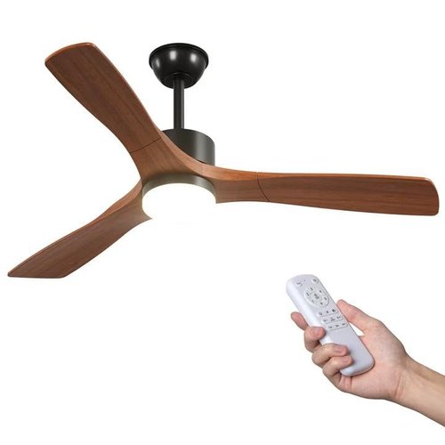 addlon 52 inch Ceiling Fans with Lights and Remote, 3 Wood Blades, Reversible, 6 Speeds, 3CCT Dimmable, Noiseless, DC Motor Indoor/Outdoor Black Walnut Ceiling Fan for Bedroom Living Room Gazebo Patio