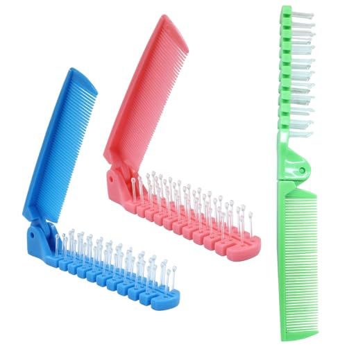 Hitefu 3-Pack Travel Foldable Hair Brush - Anti-Static Double-Headed Comb