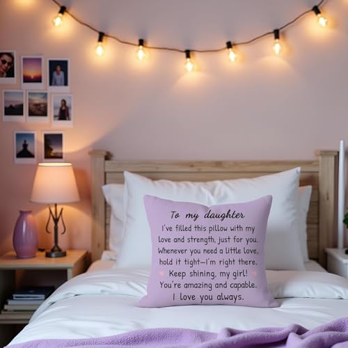HERHOME Lavender Daughter Pillow Cover - Gifts for Daughter, Cozy Home Decor
