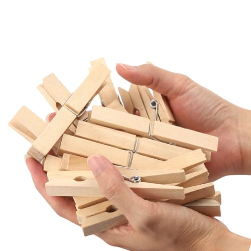 24 Pack Heavy Duty Wooden Clothespins - 3.55 Inch Outdoor Laundry & Craft Pins