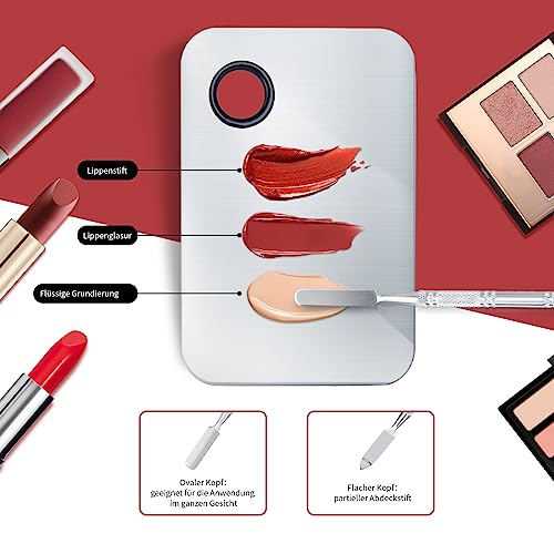 ALIOBC Stainless Steel Makeup Mixing Palette and Spatula Tool for Foundation