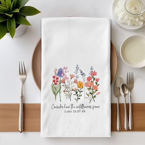 Summer Kitchen Towels – Christian Wildflower Dish Towels 16x24