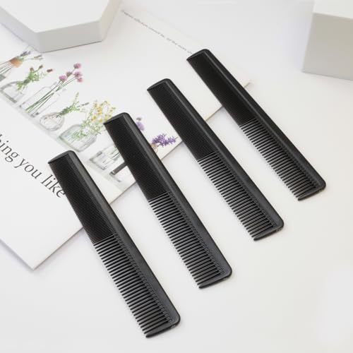 Zoolinn Portable Hair Comb Set 4-Pack - 7.67 Inch Fine Teeth Black