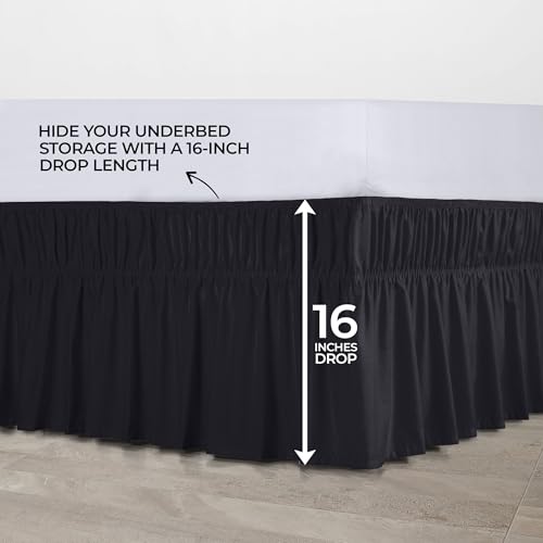 Utopia Bedding King Bed Skirt - Black, 16 Inch Drop, Easy Fit