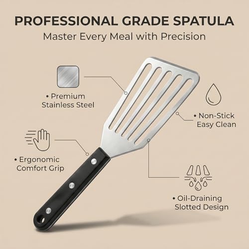 Stainless Steel Fish Spatula - Flexible Slotted Turner for Cooking