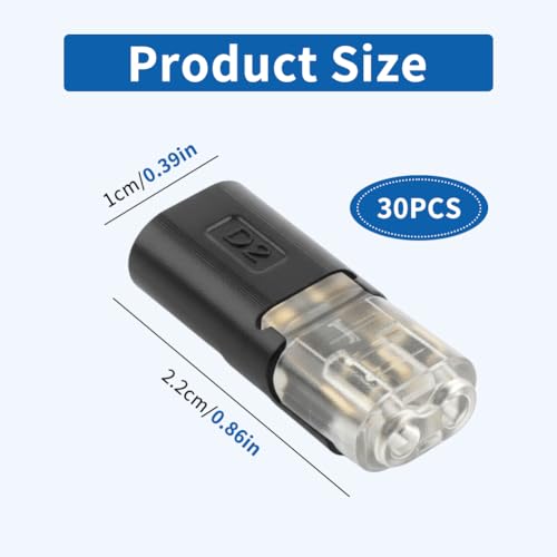 30 Pcs 2-Pin Locking Wire Connectors for LED Light Strips