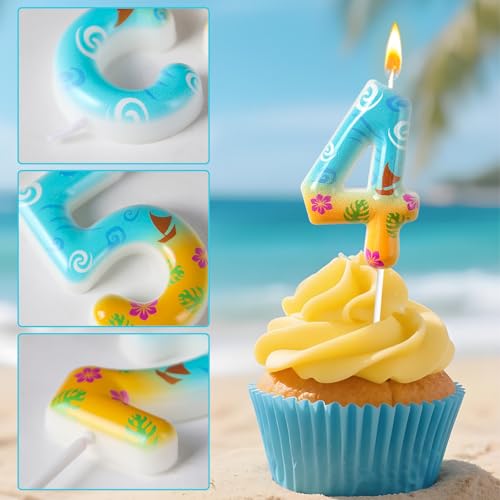 Jinrea Ocean Theme Number 4 Birthday Candles for Beach & Sailboat Cake Decorations