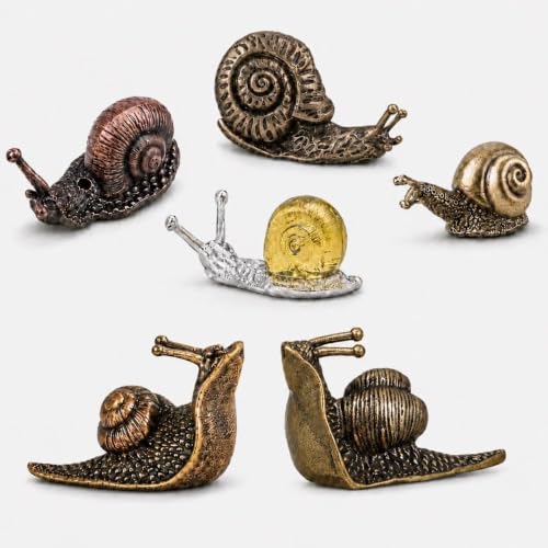5 Piece Antique Brass Snail Statue Set for Home Decor