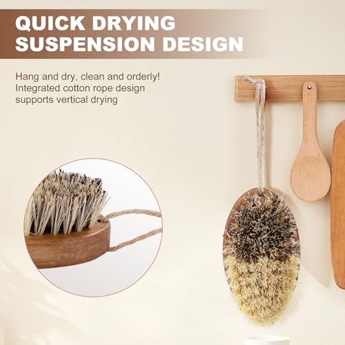 DEBETOOL 2-Pack Wooden Vegetable Brush Scrubber with Dual Bristles