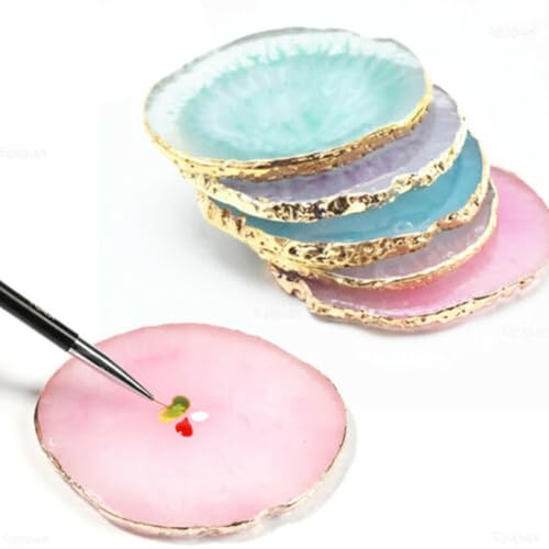 EUBUY Resin Nail Art Palette with Gold Edge Makeup Mixing Tray