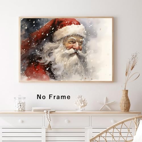 Vintage Santa Claus Canvas Wall Art 16x24 Inch Christmas Poster