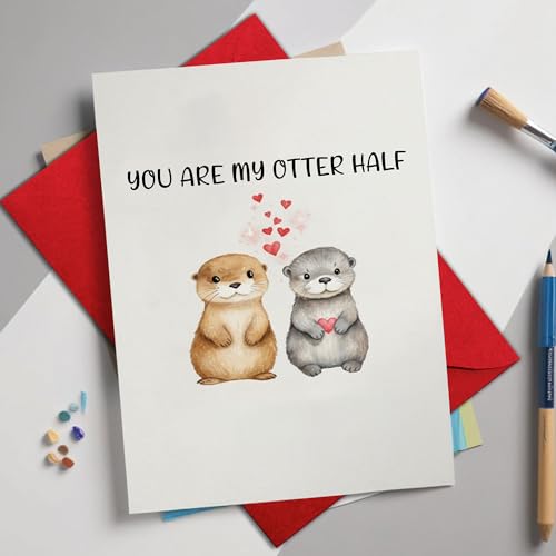 Cute Otter Christmas Card for Husband Wife Boyfriend Girlfriend - 8x5.3"