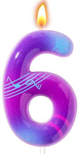 K-Pop Number 6 Birthday Candle - Fun Purple Cake Decoration