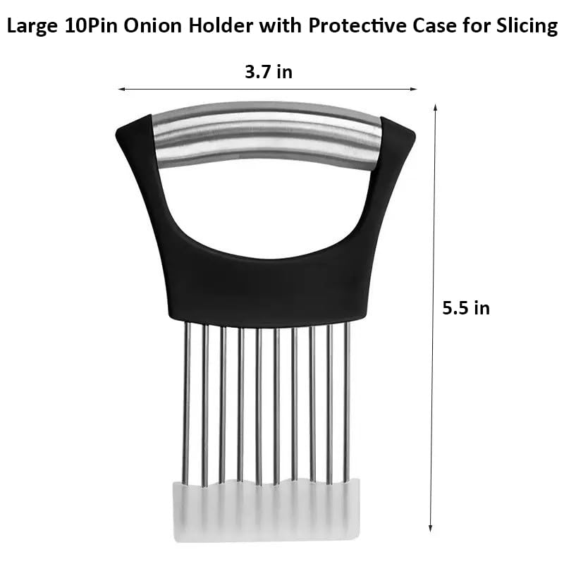 Stainless Steel Onion Holder & Food Slicer Tool for Safe Cutting