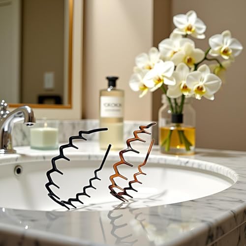 4Pcs Plastic Zigzag Headband with Teeth Wavy Hair Comb Set