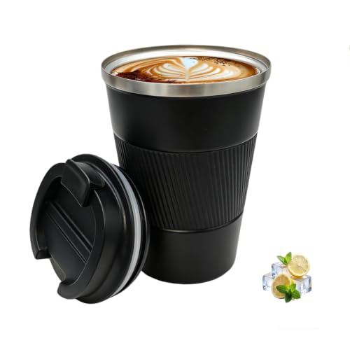 12oz Stainless Steel Travel Mug with Leak Proof Lid - Insulated Coffee Cup for Car & Office