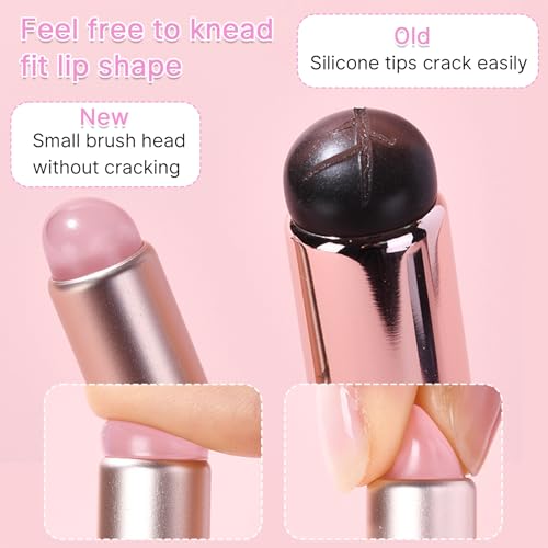 Silicone Lip Brush 2-Piece Set with Lid for Lipstick Application (Pink)