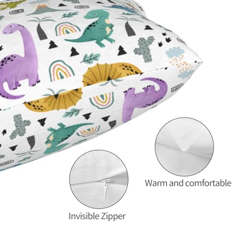 Dinosaurs Pillowcase - Soft Plush Polyester with Zipper, 20x30 inches