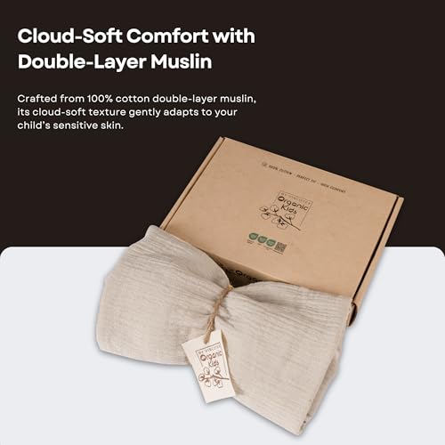 Ecru Muslin Toddler Pillowcase - 100% Organic Cotton, Double-Sided, 26x13x2.36 inches