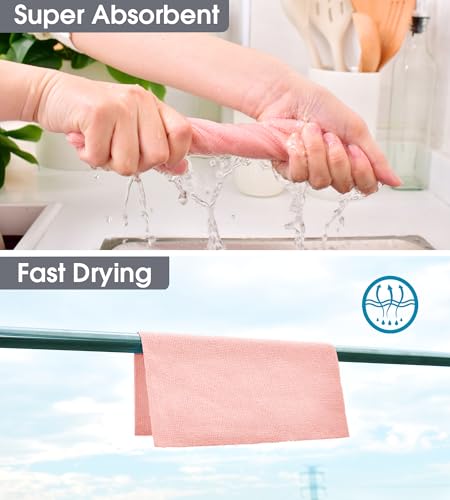 KitchLife Reusable Microfiber Cleaning Cloth Roll - Pink, 20 Tear-Away Sheets