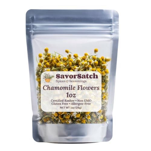 Whole Dried Chamomile Flowers – 1 Ounce Resealable Pouch for Tea & Skincare