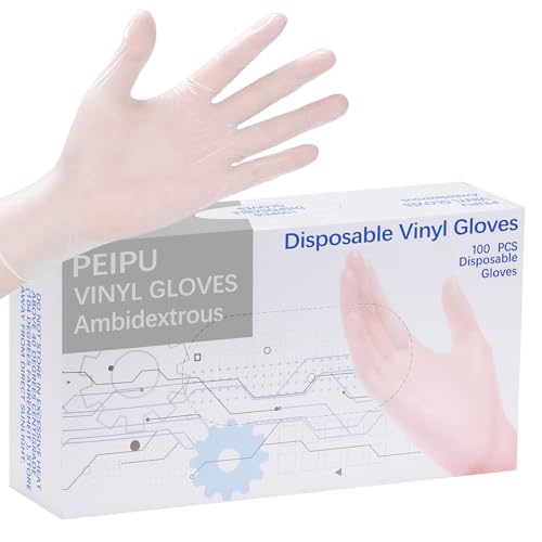 PEIPU Vinyl Disposable Gloves - Powder Free & Latex Free Cleaning Gloves