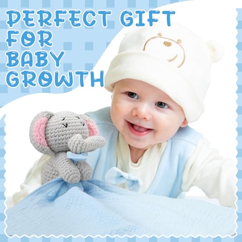 Elephant Security Blanket for Babies - Soft Crochet Lovey Toy