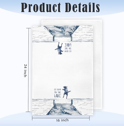 Lake House Kitchen Towels - 16x24 Inch Decorative Dish Towels for Dog Lovers