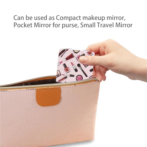 Compact Pocket Mirror 2-Pack - 2.8 Inch Square PU Leather Double Sided 1X/3X Magnifying Travel Mirror
