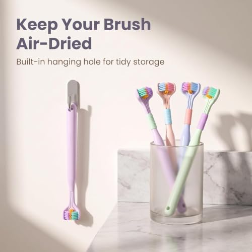 3-Sided Toothbrush Soft Bristle 4-Pack for Adults and Youth Oral Care