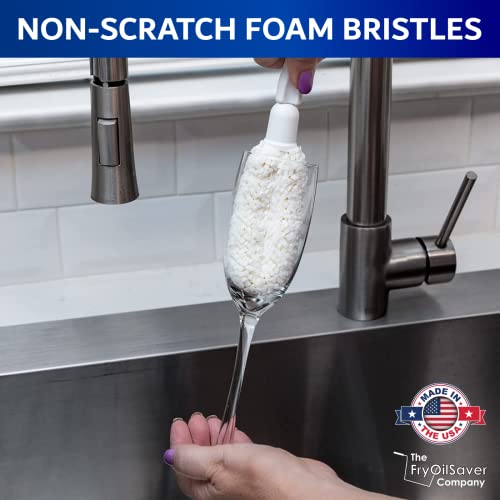 FryOilSaver B61C Wine Glass & Flute Cleaning Brush - 1 Pack, Non-Scratch